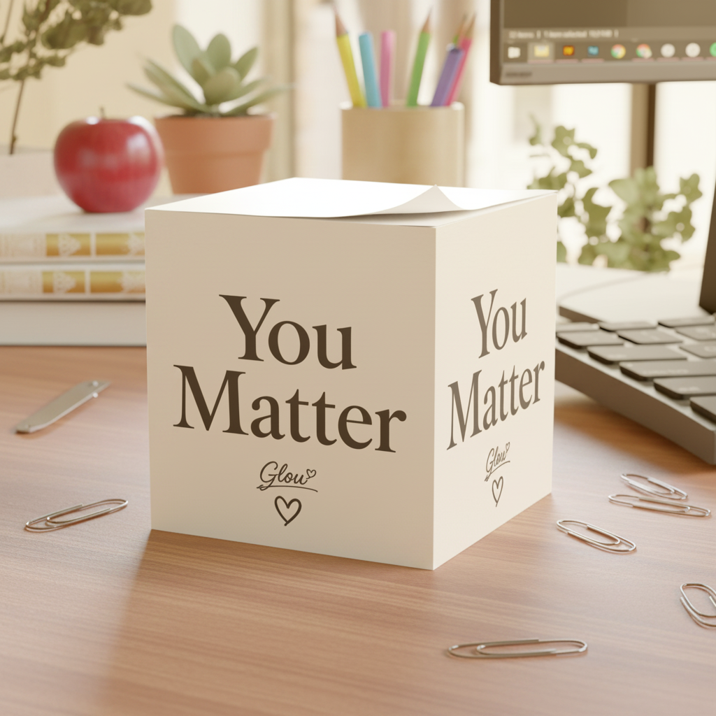 You Matter Note Cube Teacher's Desk